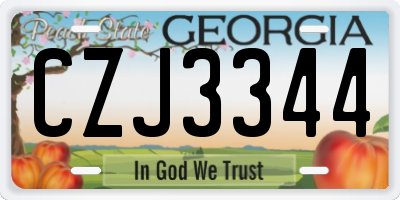GA license plate CZJ3344