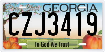 GA license plate CZJ3419