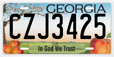 GA license plate CZJ3425