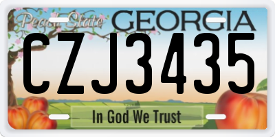 GA license plate CZJ3435