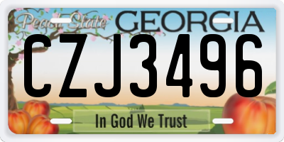 GA license plate CZJ3496