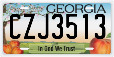 GA license plate CZJ3513