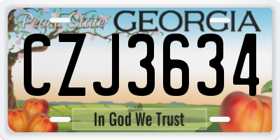GA license plate CZJ3634