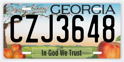 GA license plate CZJ3648