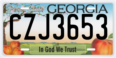 GA license plate CZJ3653