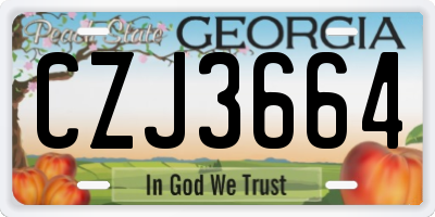 GA license plate CZJ3664