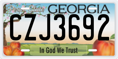 GA license plate CZJ3692