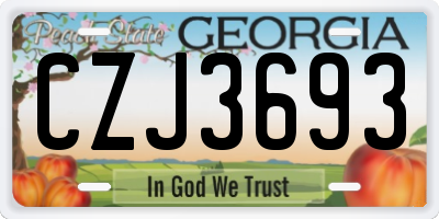 GA license plate CZJ3693