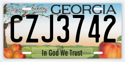 GA license plate CZJ3742