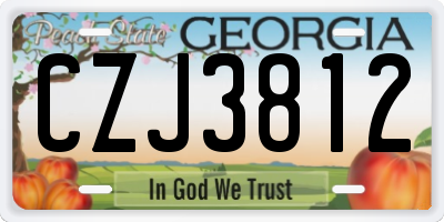 GA license plate CZJ3812