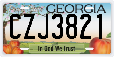 GA license plate CZJ3821