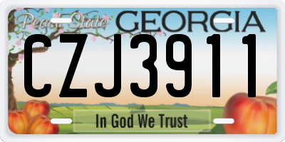 GA license plate CZJ3911