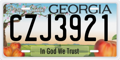 GA license plate CZJ3921