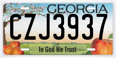 GA license plate CZJ3937