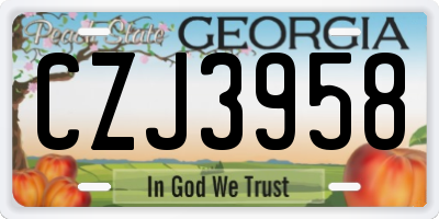 GA license plate CZJ3958
