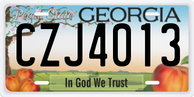 GA license plate CZJ4013