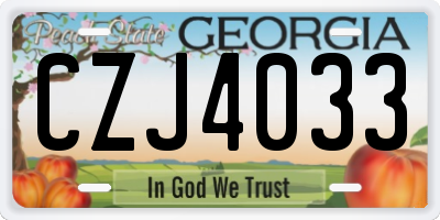 GA license plate CZJ4033