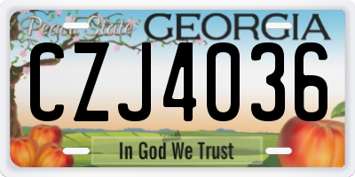 GA license plate CZJ4036