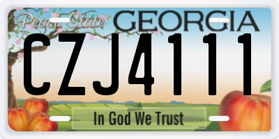 GA license plate CZJ4111