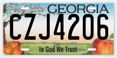 GA license plate CZJ4206