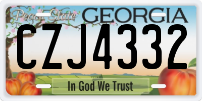 GA license plate CZJ4332