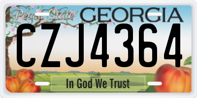GA license plate CZJ4364