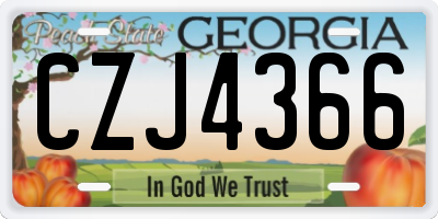 GA license plate CZJ4366