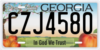 GA license plate CZJ4580