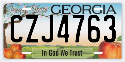 GA license plate CZJ4763