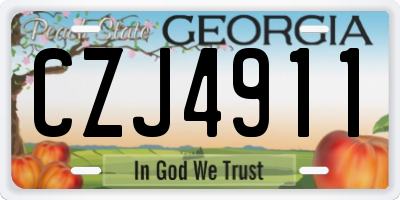GA license plate CZJ4911