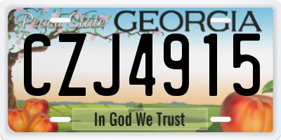 GA license plate CZJ4915