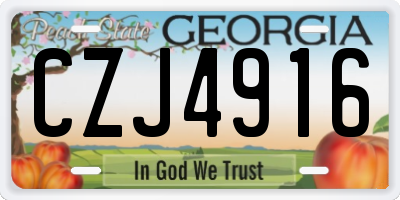 GA license plate CZJ4916