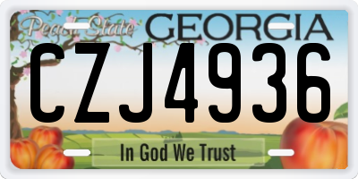 GA license plate CZJ4936