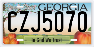 GA license plate CZJ5070