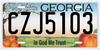 GA license plate CZJ5103