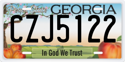 GA license plate CZJ5122