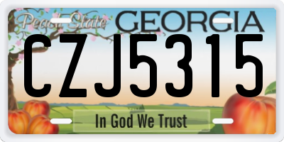 GA license plate CZJ5315