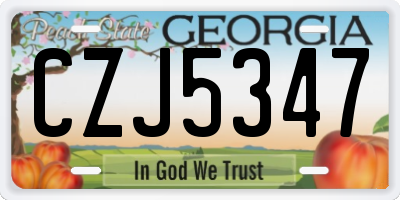 GA license plate CZJ5347