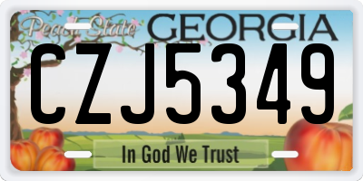 GA license plate CZJ5349