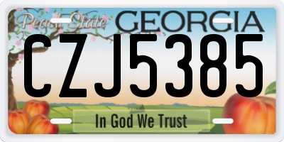 GA license plate CZJ5385