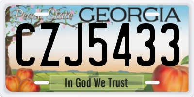 GA license plate CZJ5433