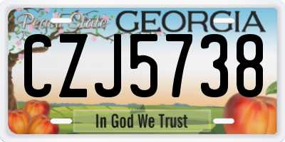GA license plate CZJ5738