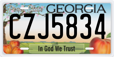 GA license plate CZJ5834