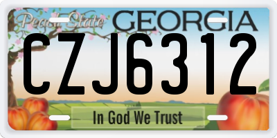 GA license plate CZJ6312