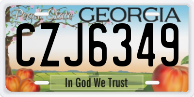 GA license plate CZJ6349