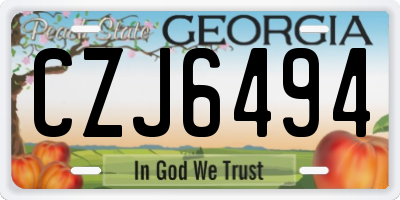 GA license plate CZJ6494