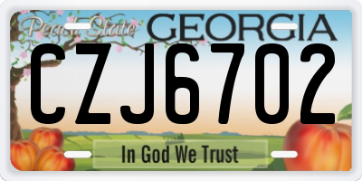GA license plate CZJ6702