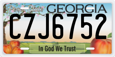 GA license plate CZJ6752