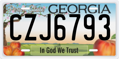 GA license plate CZJ6793