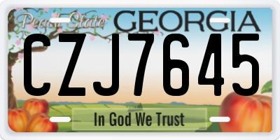 GA license plate CZJ7645